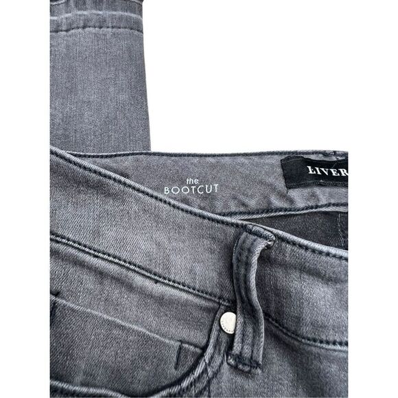 Liverpool Women’s 6 Bootcut Jeans Gray Ankle Slit Mid Rise Stretch - Picture 4 of 7